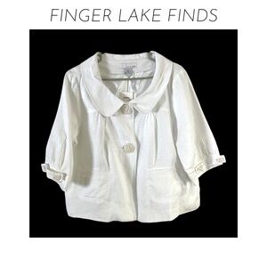 NWT Cropped White Linen Jacket, L